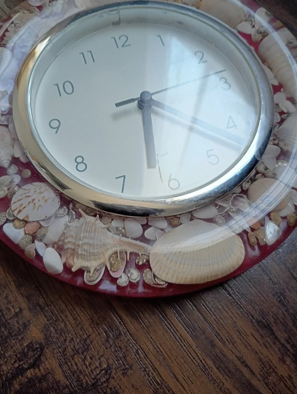 Seashell Accent Wall Clock Pink Marble